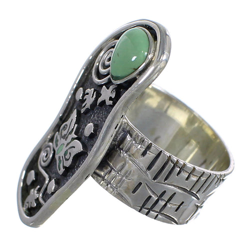 Southwest Sterling Silver Turquoise Butterfly Water Wave Ring Size 5 WX81078